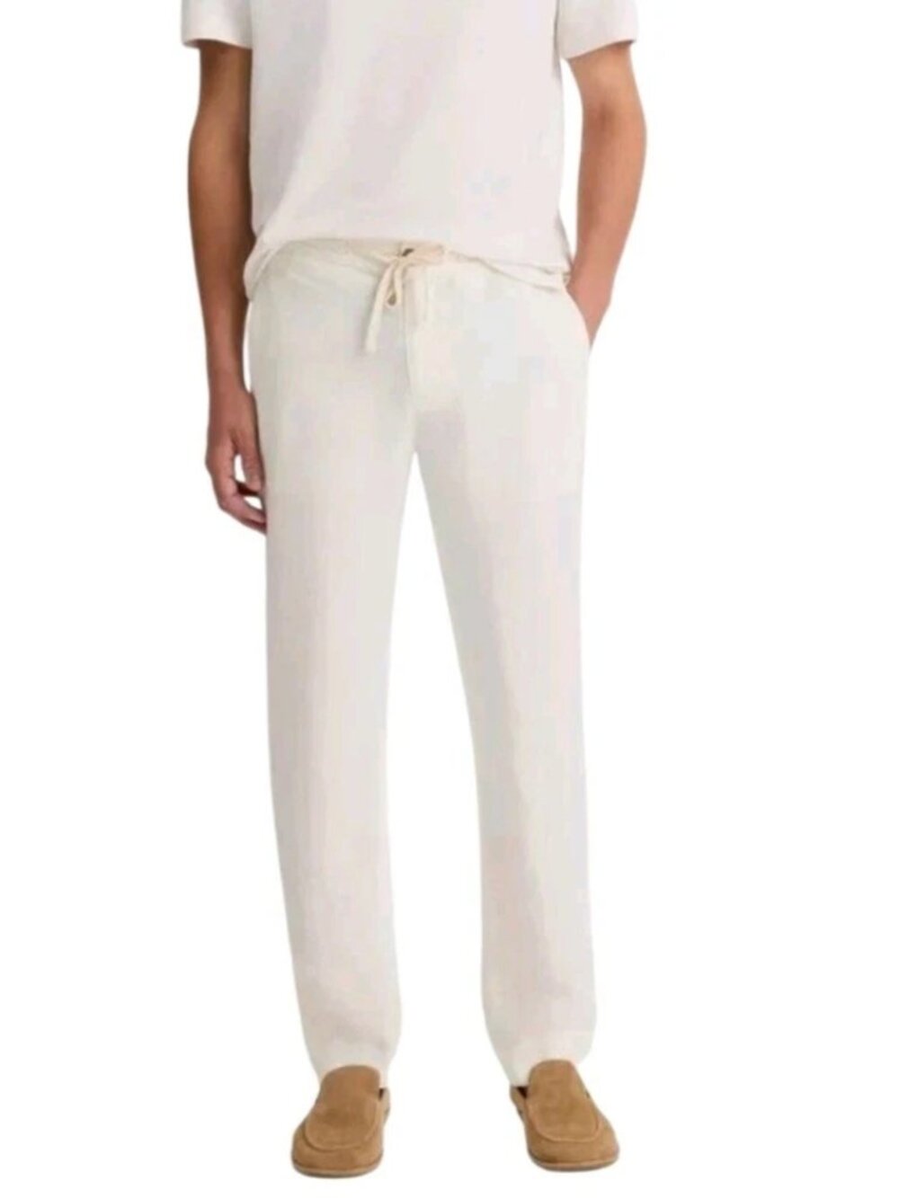 Vince Men Pants Size XL Bone Lightweight 100% Hemp Drawstring Trouser New